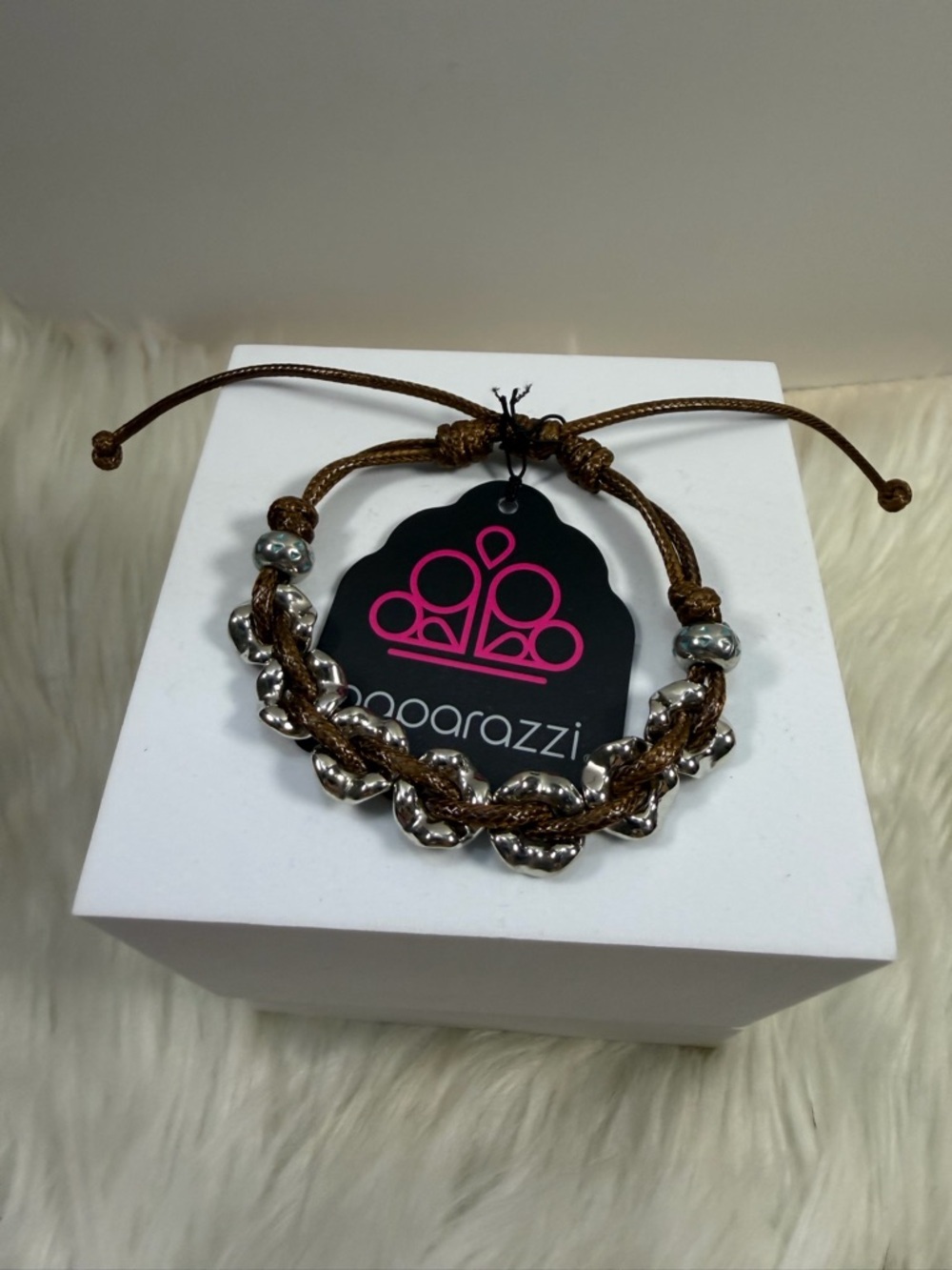 🩷5/$10🩷 PAPARAZZI Brown and Silver Braided Adjustable Bracelet